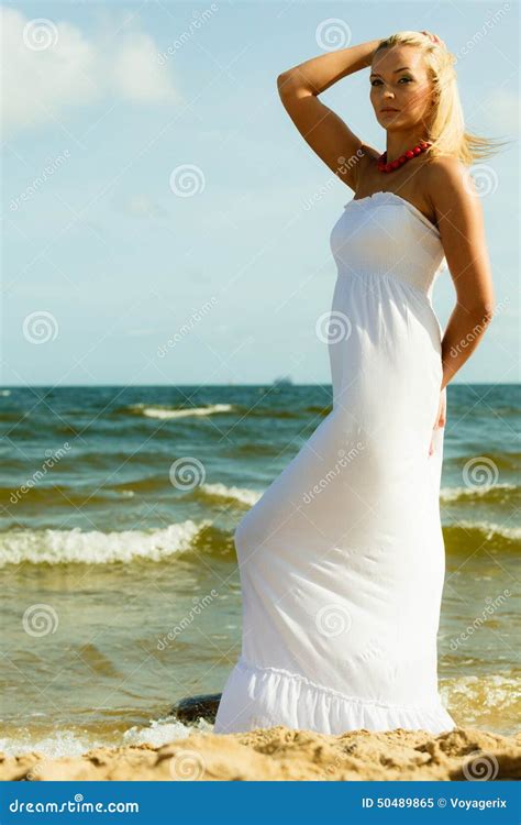 Beautiful Blonde Girl On Beach Summertime Stock Image Image Of Leisure Beauty 50489865
