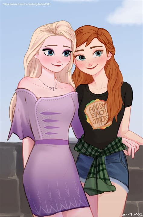 Modern Elsa And Anna By Tdytg In 2020 Disney Princess Drawings