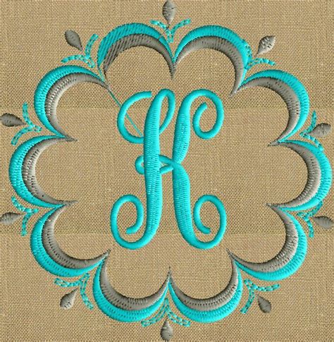 Double Scalloped Font Frame Monogram Embroidery Design Font Not