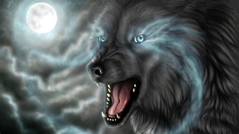 Clouds Moon Teeth Artwork Fangs Drawn Crawl Wolves