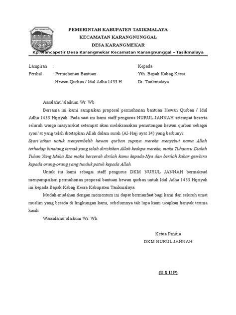 Dipublikasi pada 24 mei 2014 oleh wahyudin, s. Contoh Surat Permohonan Daging Qurban
