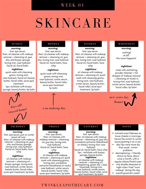 My Skincare Schedule Week 1 Skin Care Skin Care Routine Steps