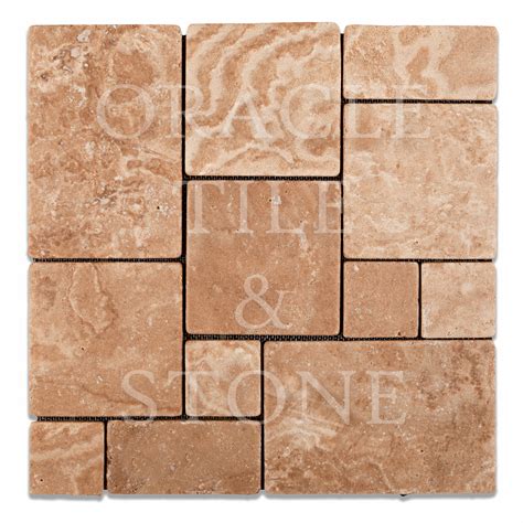 Andean Walnut Travertine Opus Mini Pattern Mosaic Tile Oracle Tile