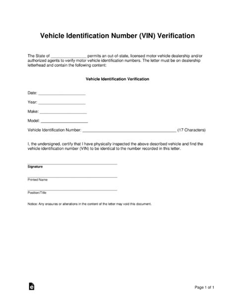 Free Vin Verification Form Pdf Word Eforms 294 Hot Sex Picture