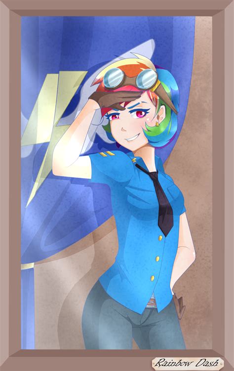 Safe Artist Loure Rainbow Dash Human Female Goggles Humanized Looking At