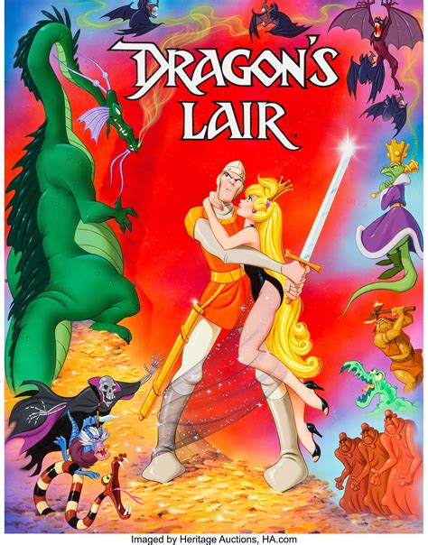 Dragons Lair Promotional Poster Original Art Don Bluth 1983