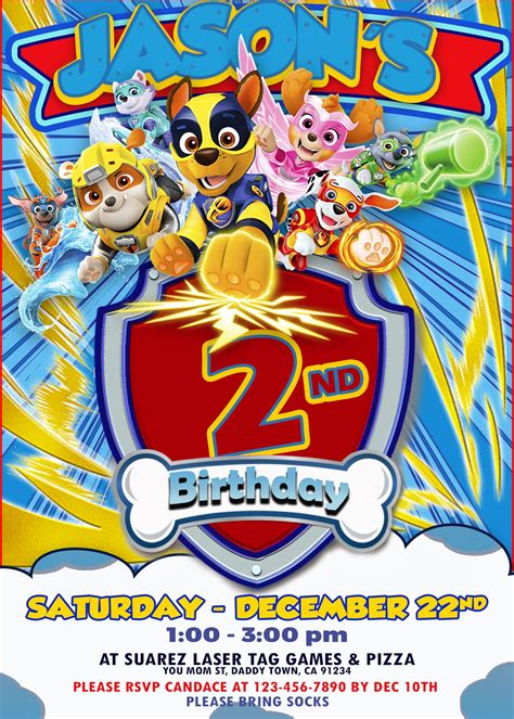 Paw Patrol Super Pups Birthday Printable Backdrop Banner Mighty Pups