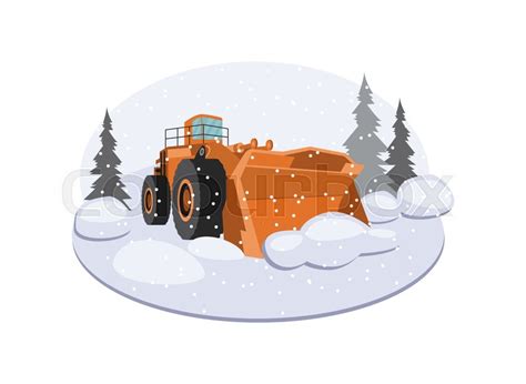 Snow Plow Truck In Frame Of Snowy Stock Vector Colourbox