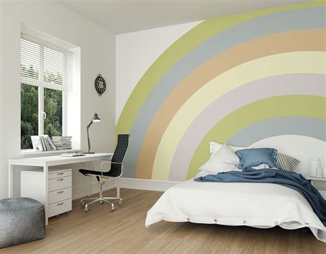Pastel Rainbow Wall Mural Bedroom Paint Design Bedroom Wall Rainbow