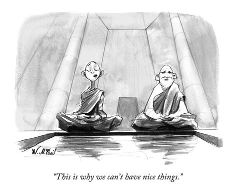 Two Zen Buddhist Monks Meditate Drawing By Will Mcphail