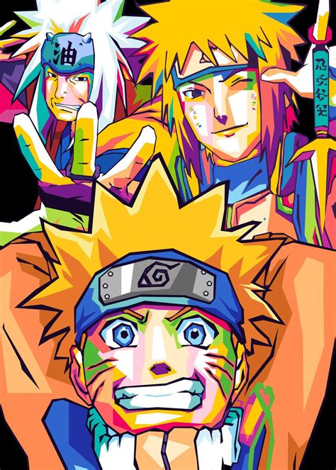 Naruto Jiraiya Minato Poster By Shichiro Ken Displate In 2021