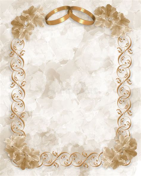 Wedding Invitation Gold Rings Floral Stock Illustration Illustration