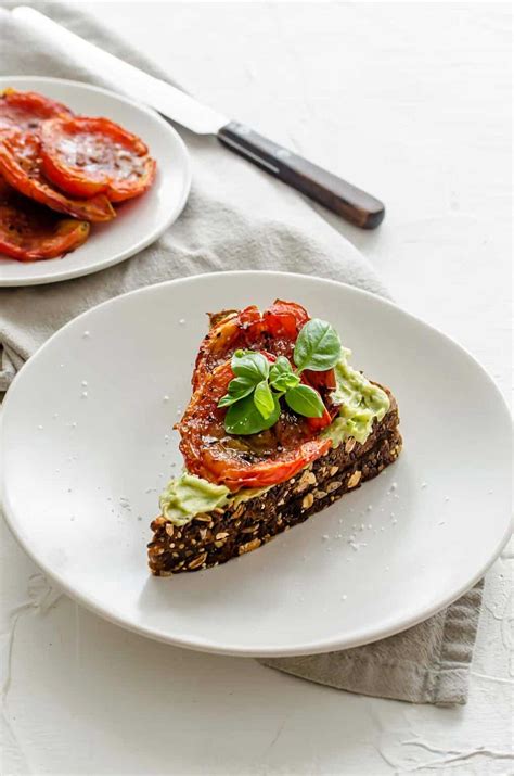 Vegan Avocado Toast With Roasted Tomatoes High Protein