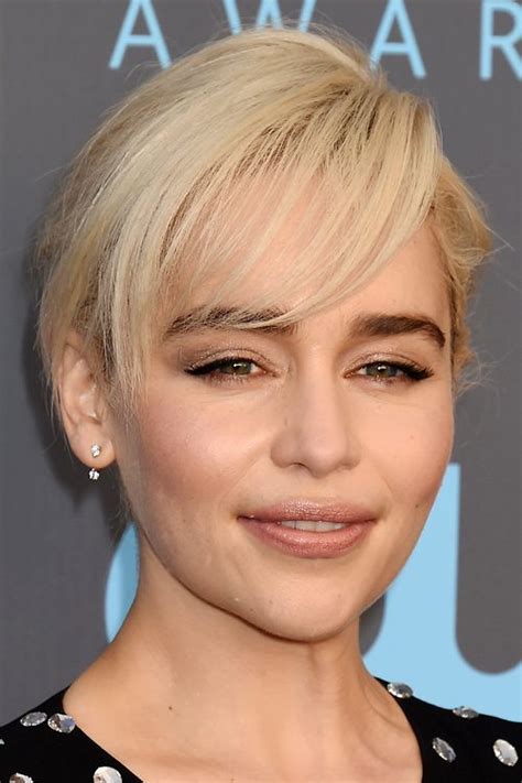 Emilia clarke turns heads in steel blue dress with sheer bodice. Emilia Clarke's Hairstyles & Hair Colors | Steal Her Style