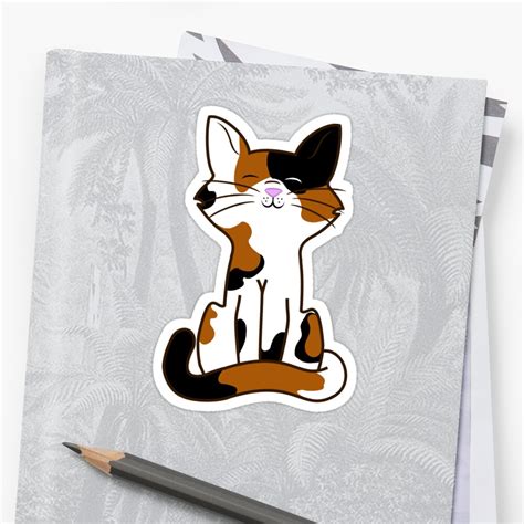 Sitting Calico Cat Sticker By Grifynne Redbubble