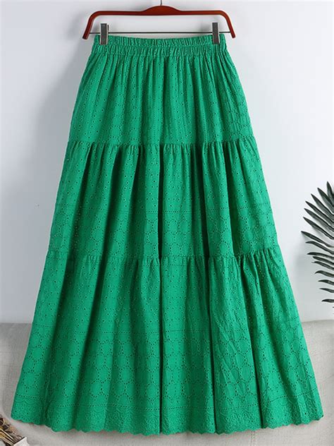 Tigena Elegant Crochet Lace Long Skirt For Women Spring Summer