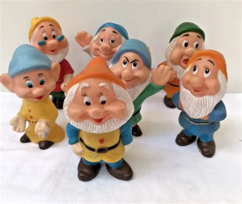 Walt Disney Snow White Seven Dwarfs Vintage 1960s Plastic Squeaky Toys