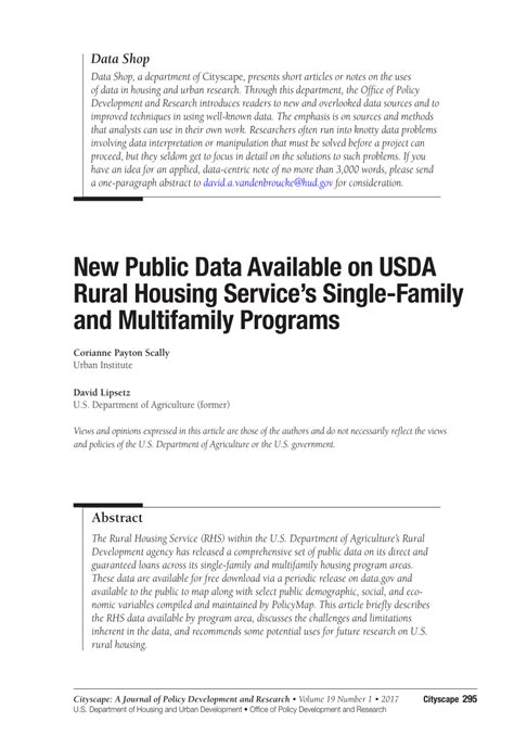 Pdf New Public Data Available On Usda Rural Housing Services Single