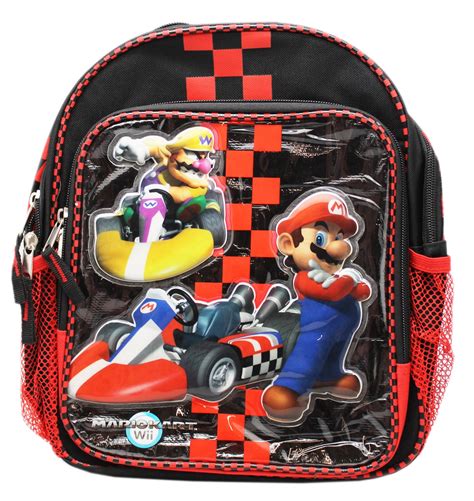 Mario Kart Wii Mario Vs Wario Redblack Checker Pattern Small Backpack