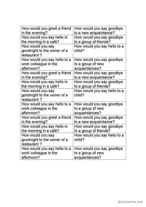 Greetings Pair Work Discussion Start English Esl Worksheets Pdf And Doc
