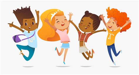 Illustration Of Happy Children Jumping Up In The Air School Friends