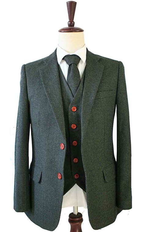 Green Herringbone Tweed 3 Piece Suit —bd Tailormade Bdtailormade