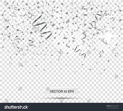 Silver Confetti Vector Eps10 Overlay Transparent Stock