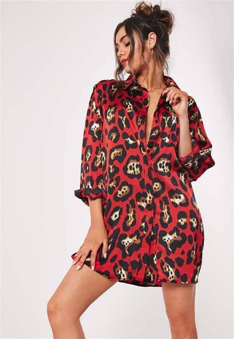 Red Leopard Print T Shirt Dress Missguided