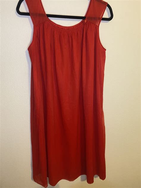 Vintage Vassarette Sheer Lined Nightgown Red Gem