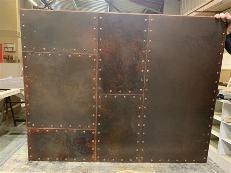 Riveted Aged Copper Panel Metal Wall Panel Wall Paneling Steel Panels
