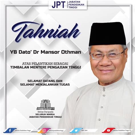 Tahniah Kepada Yb Dato Dr Mansor Othman Atas Pelantikan Sebagai