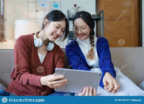 Lgbtq Lgbt Concept Homosexuality Portrait Of Two Asian Women Enjoying Together And Showing