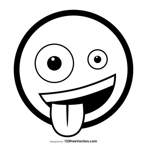 Zany Face Emoji Outline Free Vector By 123freevectors On Deviantart