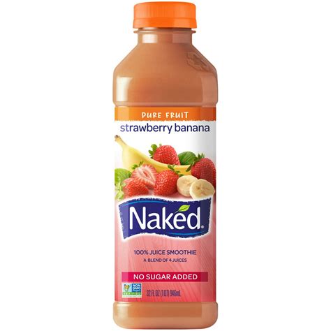 Naked Juice Fruit Smoothie Strawberry Banana 32 Oz Bottle Walmart