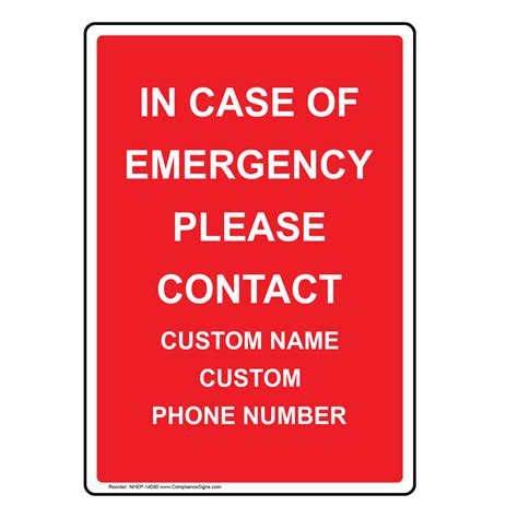 Portrait In Case Of Emergency Please Contact Sign Nhep 14090