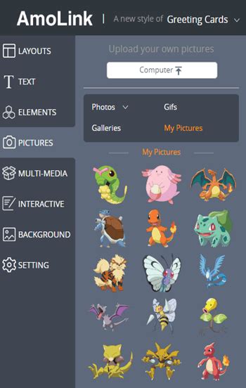 When choosing a color image. Light Your Cards with Funny Pokémon - AmoLink