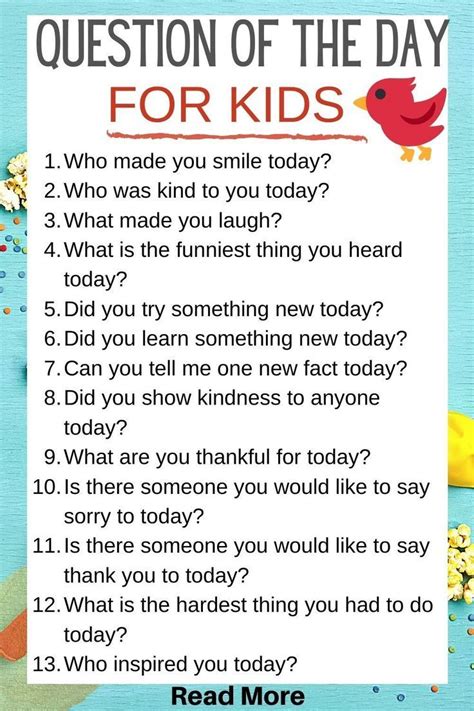 151 Questions Of The Day For Kids Artofit