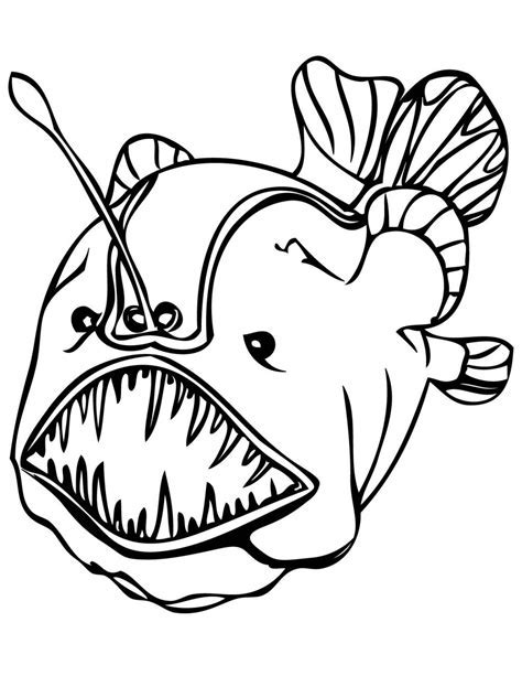 Free Angler Fish Coloring Page Clowncoloringpages