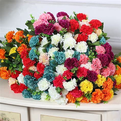 10p artificial carnation flower bunch simulation carnations 10 heads piece for wedding home