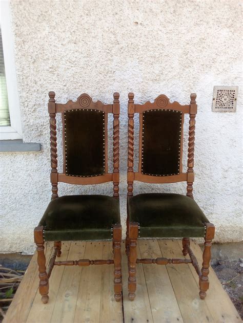 1 Of 2 Wooden Rustic Chairs Vintage Wood Furniture Hand Etsy