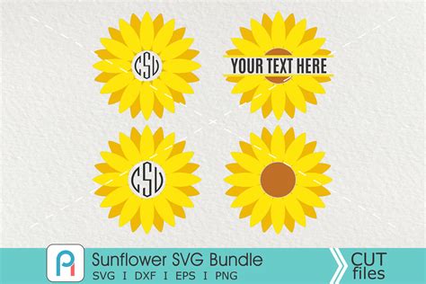 Sunflower Monogram Svg Sunflower Svg Sunflower Clipart By Pinoyart