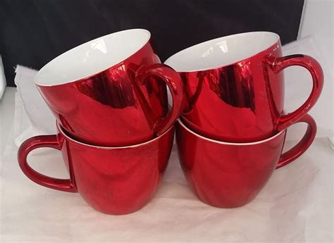 16 oz (set of 6). Starbucks Coffee 2007 Holiday 4 Red Metallic Foil Shiny 16 ...