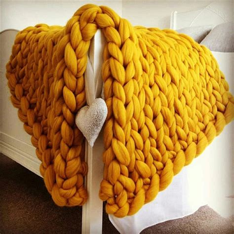 Handmade Chunky Knitted Blankets Thick Yarn Merino Wool Bulky Blanket