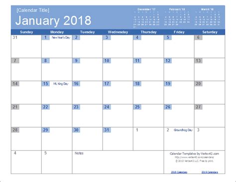 2018 Calendar Template Microsoft Word Free Word Template