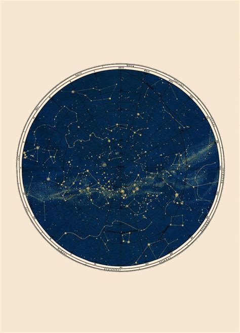 Constellation Map Celestial Chart Print In Circular Format In Etsy