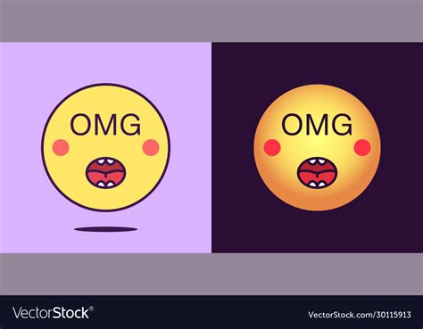 Emoji Face Icon With Phrase Omg Excited Emoticon Vector Image
