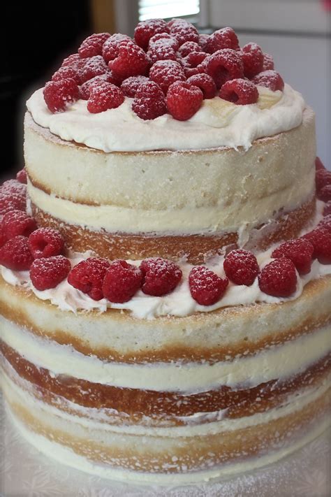 Unfrosted Cake With Fresh Raspberries Desserts Dessert Pictures Food