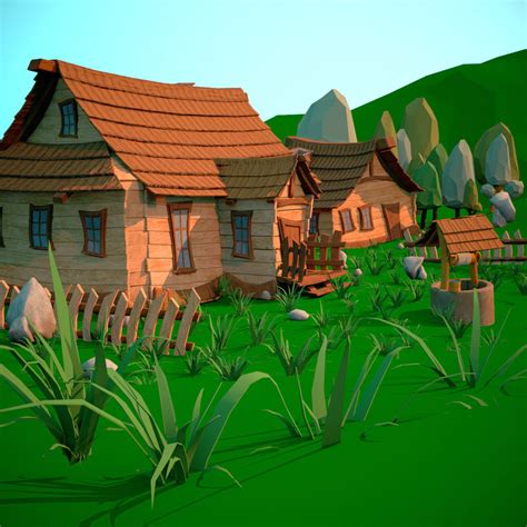 Cartoon Village 3d Model 59 Unknown Max Obj Free3d