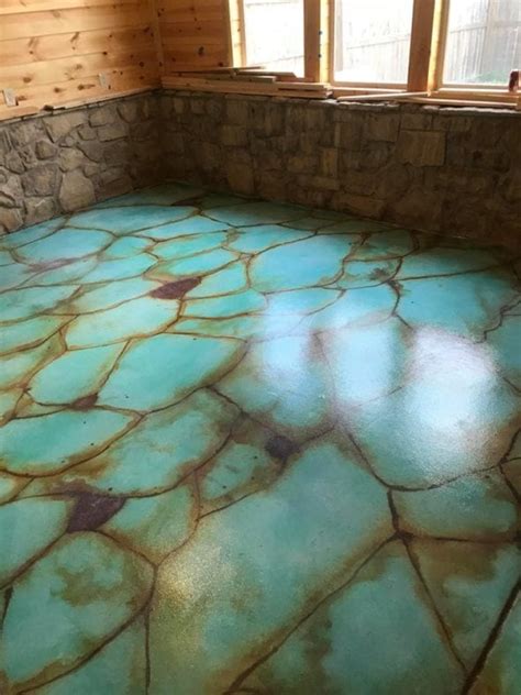 Blue Concrete Acid Stain Floor Design Direct Colors