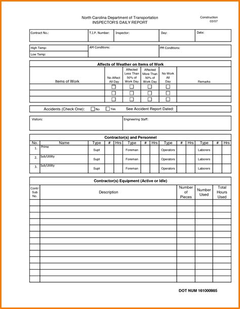 Construction Daily Report Template Excel